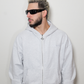 "EMINENT" Boxy Fit Zip Hoodie (Light Heather Grey)