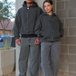 "EMINENT" Boxy Fit Zip Hoodie (Acid Wash Black)